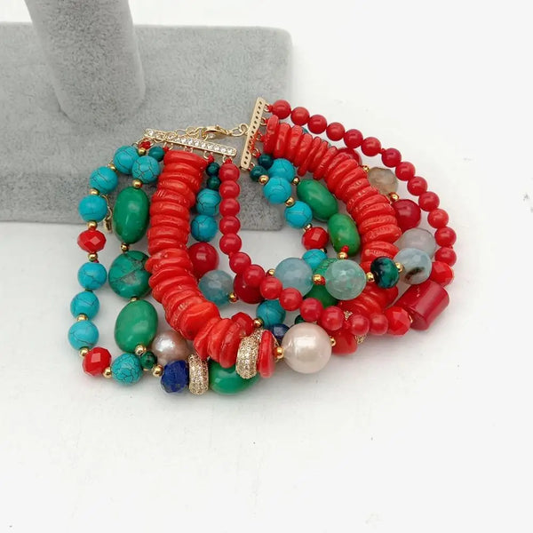 Red Coral Crystal Bracelet-ToShay.org