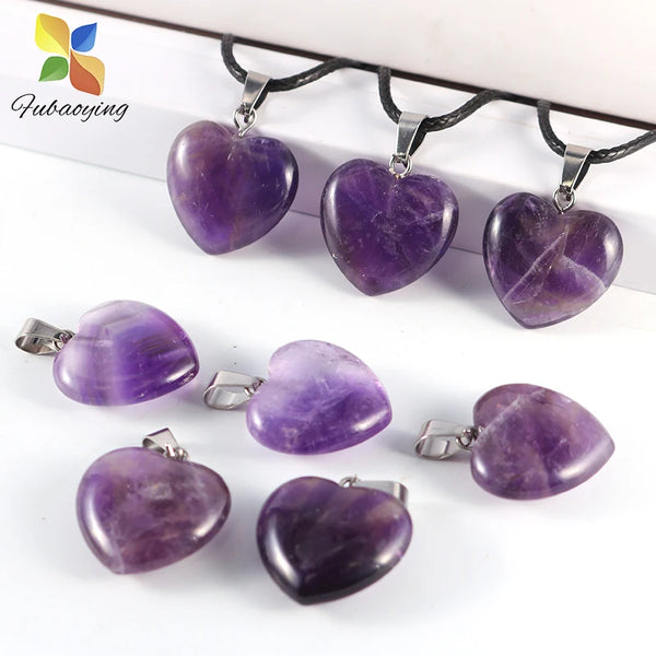 Purple Amethyst Heart Pendants-ToShay.org