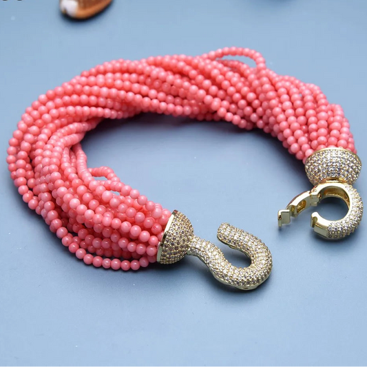 Pink Coral Beads Bracelet-ToShay.org