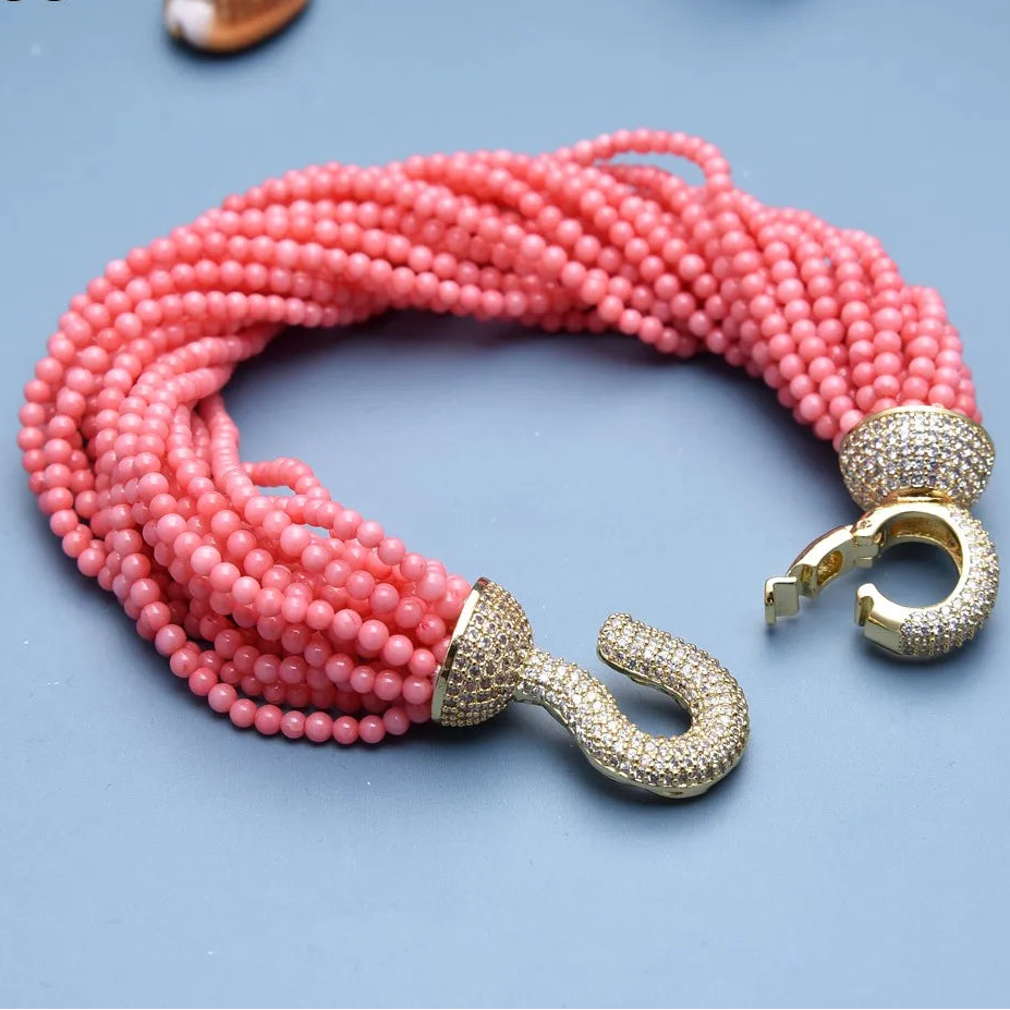 Pink Coral Beads Bracelet-ToShay.org