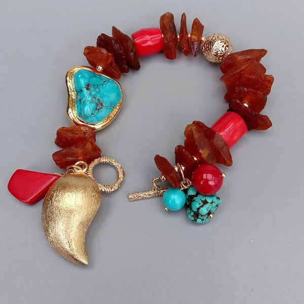 Red Coral Charm Bracelet-ToShay.org