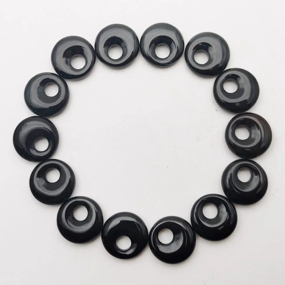 Black Agate Donut Beads-ToShay.org