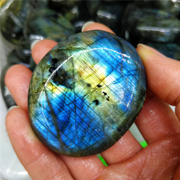 Blue Labradorite Flash Palm Stone-ToShay.org