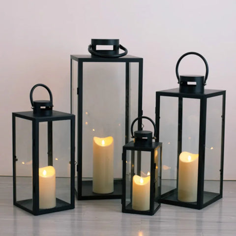 Black Iron Glass Candle Lantern-ToShay.org