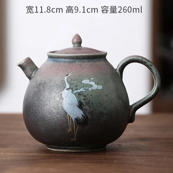 Crane Stoneware Tea Pot-ToShay.org