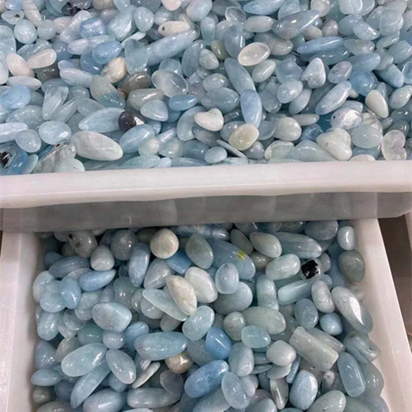 Blue Aquamarine Tumbled Stones-ToShay.org