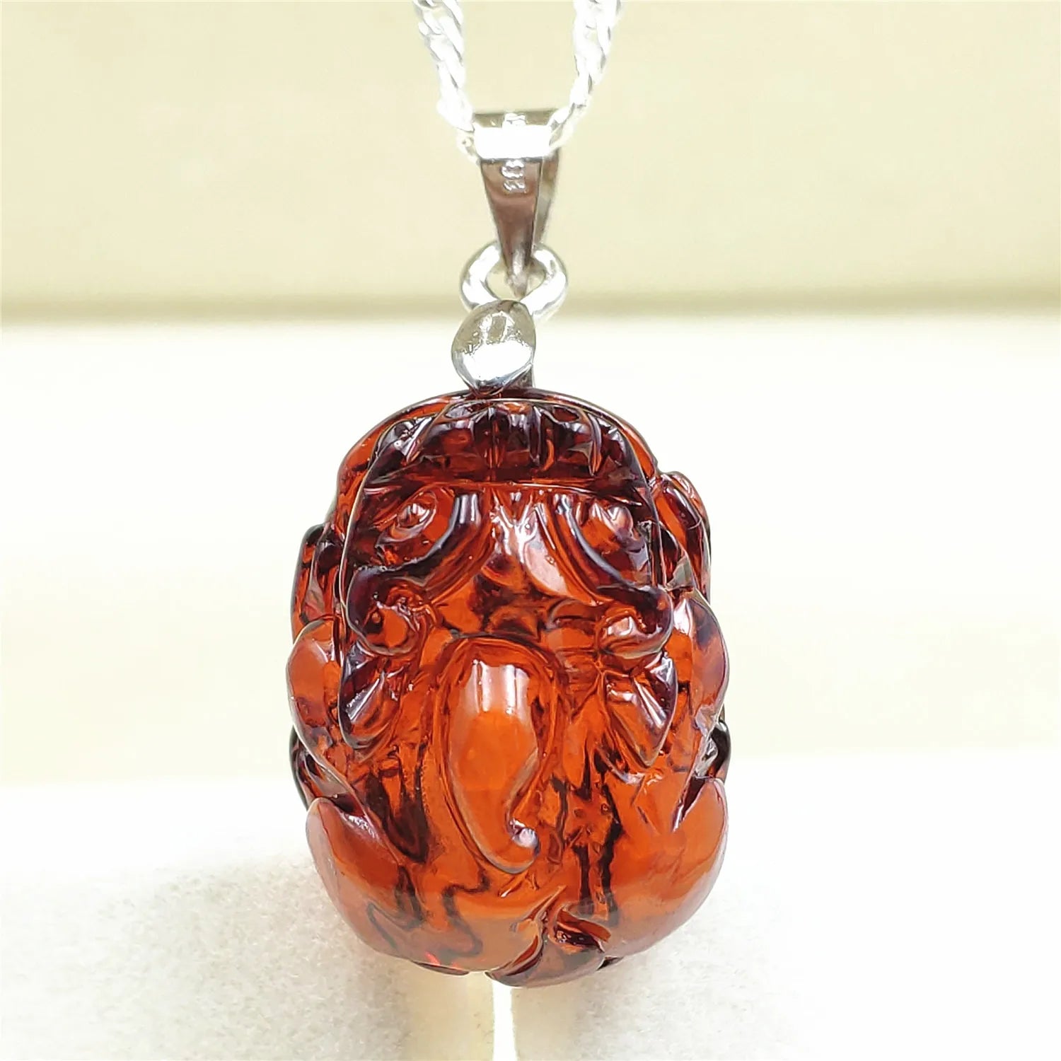Red Amber Pi Xiu Pendant-ToShay.org