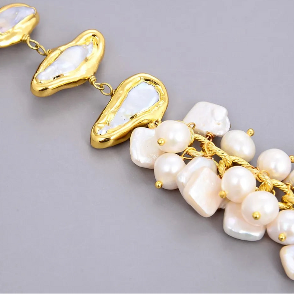 White Pearl Chain Bracelet-ToShay.org
