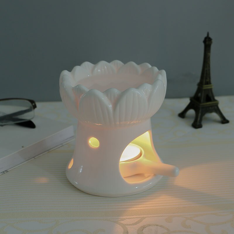 White Porcelain Essential Oil Lamp-ToShay.org
