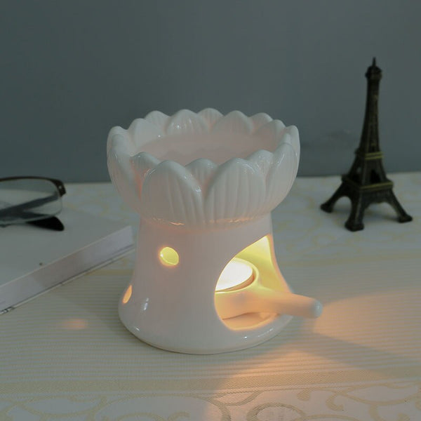 White Porcelain Essential Oil Lamp-ToShay.org