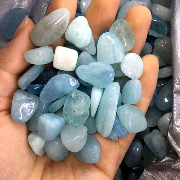 Blue Aquamarine Tumbled Stones-ToShay.org