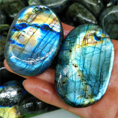 Blue Labradorite Flash Palm Stone-ToShay.org