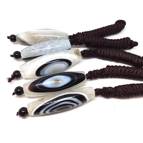 White Black Agate Eye DZI Bead-ToShay.org