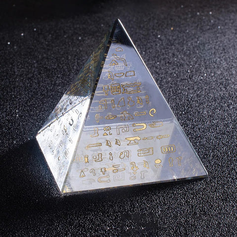Clear Crystal Hieroglyphics Pyramid-ToShay.org