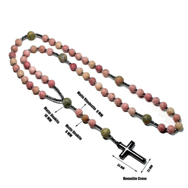 Pink Rhodonite Bead Rosary-ToShay.org