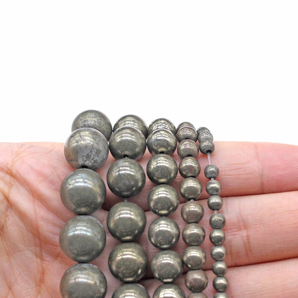 Silver Iron Pyrite Stone Beads-ToShay.org