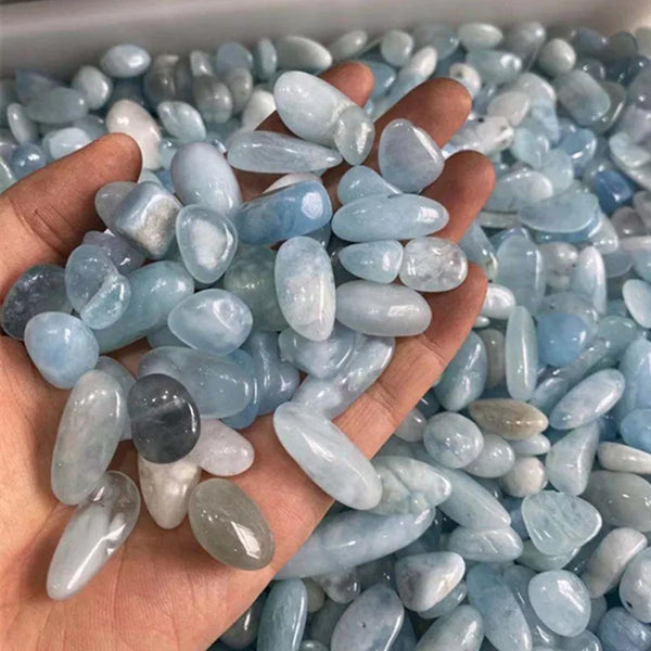 Blue Aquamarine Tumbled Stones-ToShay.org