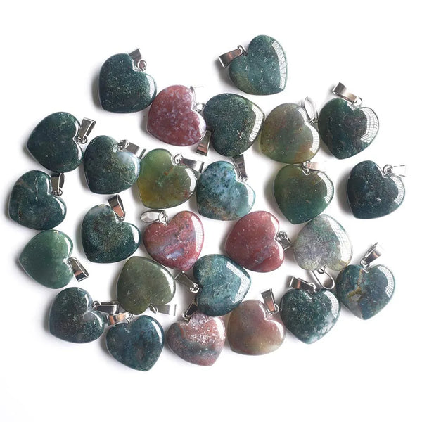 Mixed Agate Heart Pendants-ToShay.org