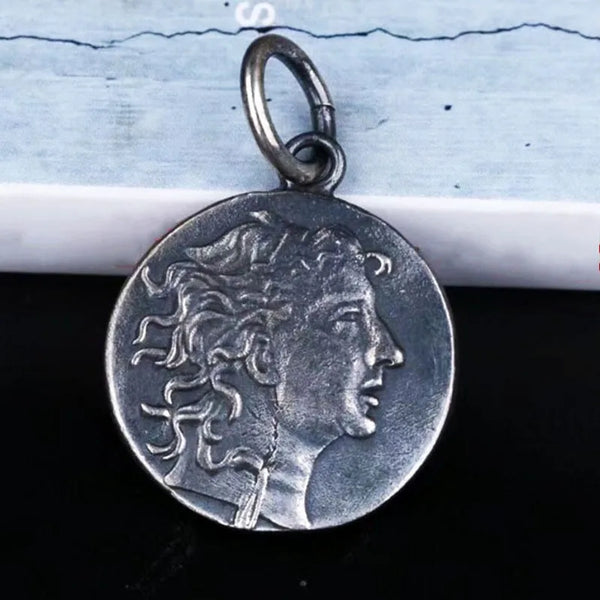 Silver Greek God Coin Pendant-ToShay.org