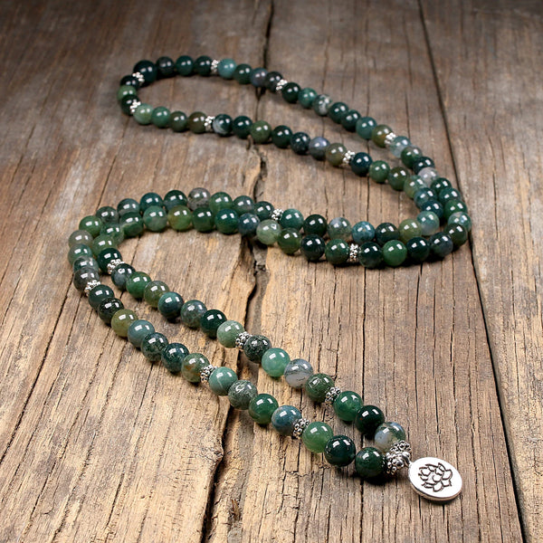 Green Moss Agate Mala Beads-ToShay.org