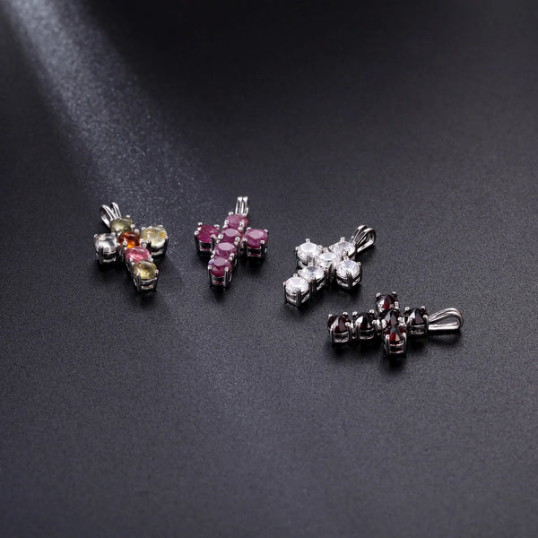 Silver Crystal Cross Pendant-ToShay.org