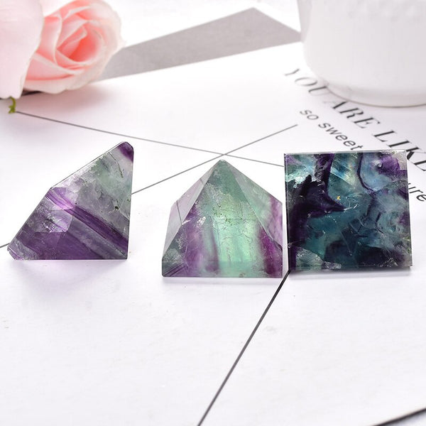 Rainbow Fluorite Quartz Pyramid-ToShay.org