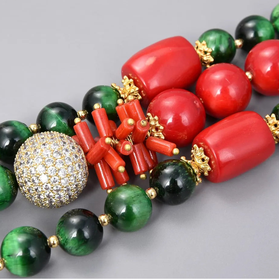 Green Tigers Eye Red Coral-ToShay.org