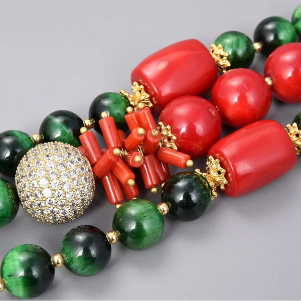 Green Tigers Eye Red Coral-ToShay.org