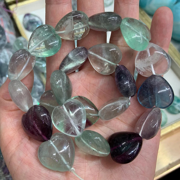 Green Fluorite Heart Beads-ToShay.org