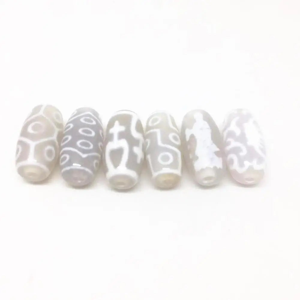 White Agate Dzi Beads-ToShay.org