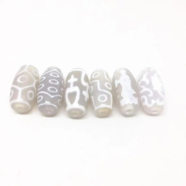 White Agate Dzi Beads-ToShay.org