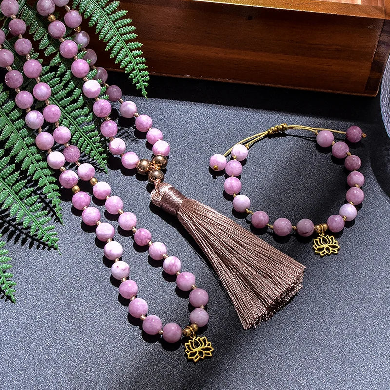 Pink Kunzite Mala Beads-ToShay.org