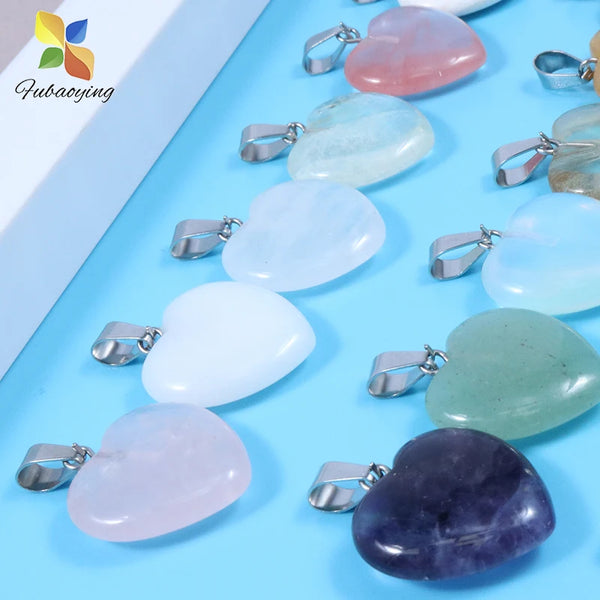 Mixed Crystal Heart Pendants-ToShay.org