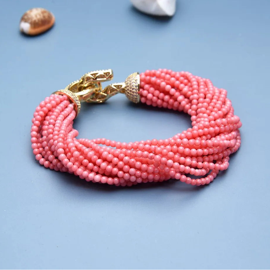 Pink Coral Beads Bracelet-ToShay.org