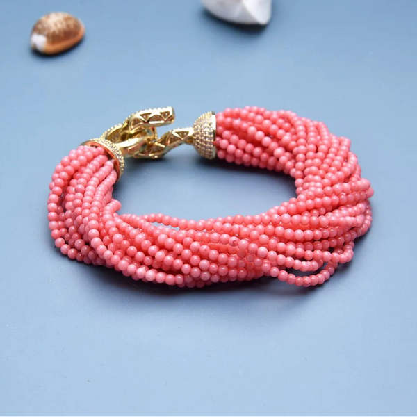 Pink Coral Beads Bracelet-ToShay.org