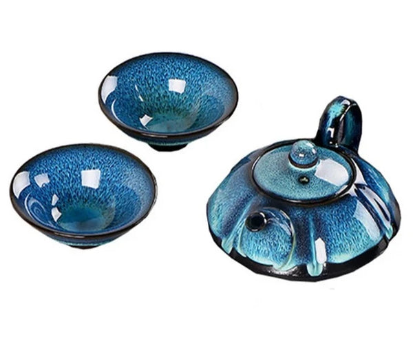 Blue Glazed Ceramic Teapot-ToShay.org