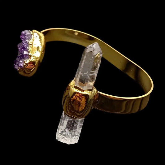 Clear Crystal Point Cuff Bangle-ToShay.org