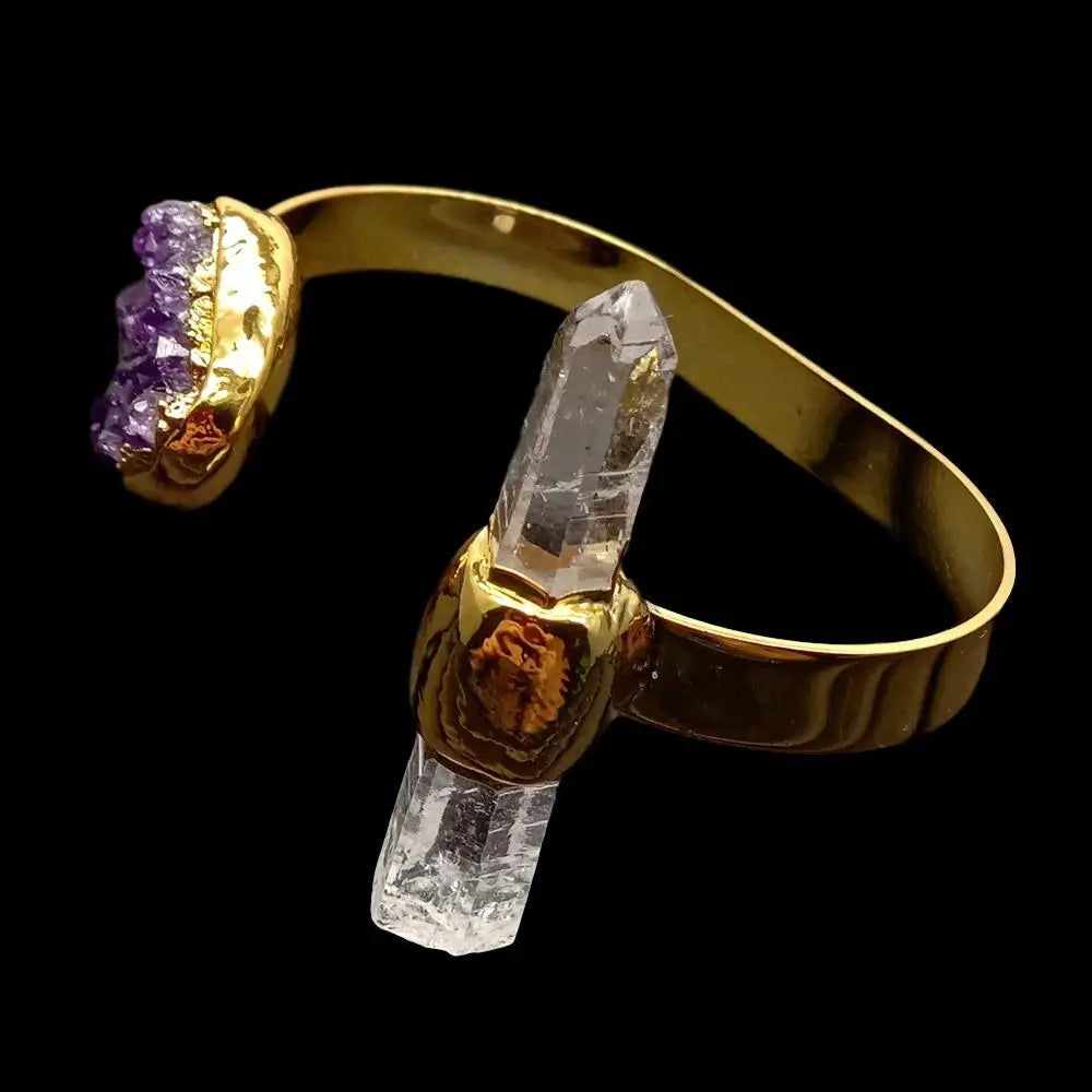 Clear Crystal Point Cuff Bangle-ToShay.org