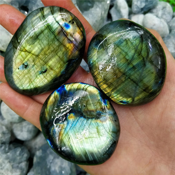 Blue Labradorite Flash Palm Stone-ToShay.org