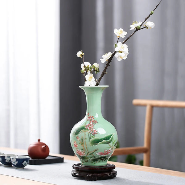 Celadon Glaze Lotus Vases-ToShay.org