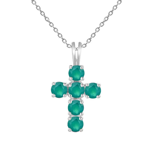 Silver Crystal Cross Pendant-ToShay.org