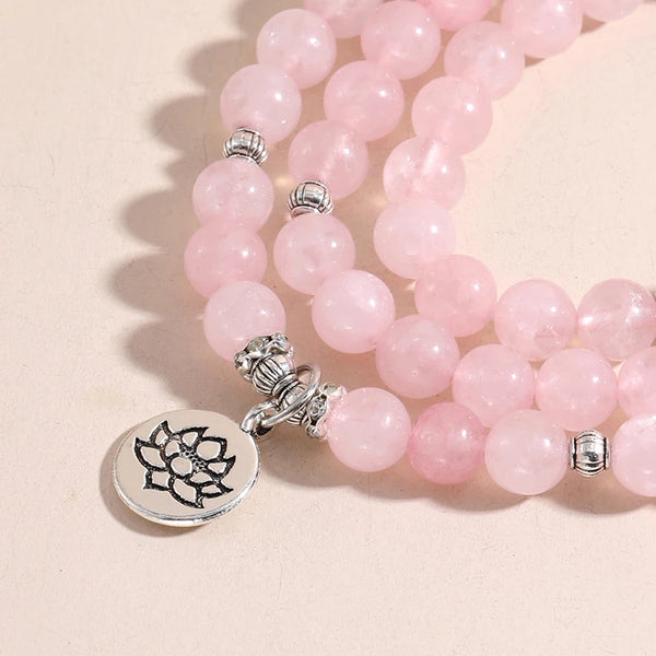 Pink Rose Quartz Mala Beads-ToShay.org