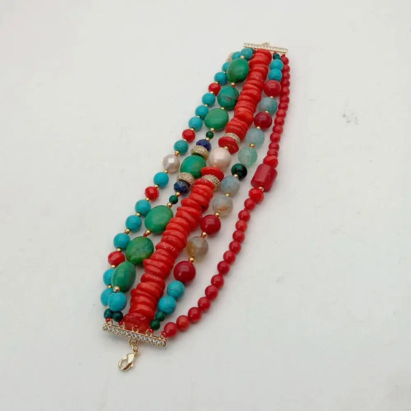 Red Coral Crystal Bracelet-ToShay.org
