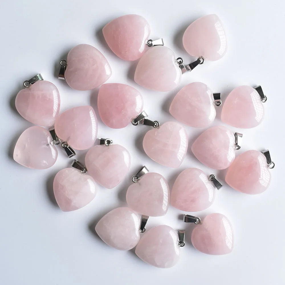Pink Rose Quartz Heart Pendants-ToShay.org