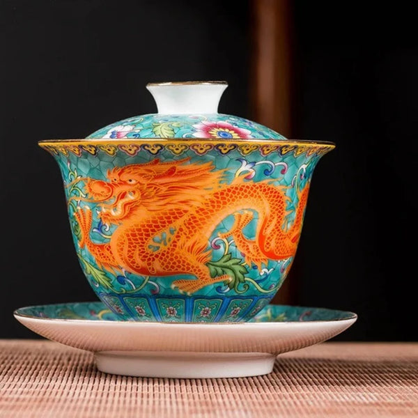 Dragon Ceramic Tea Bowl-ToShay.org