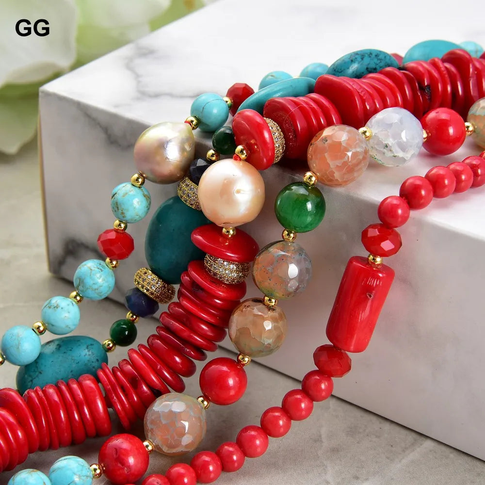 Red Coral Turquoise Bracelet-ToShay.org