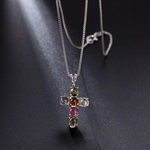Silver Crystal Cross Pendant-ToShay.org