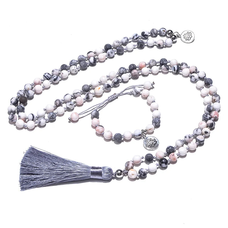 Pink Zebra Jasper Mala-ToShay.org