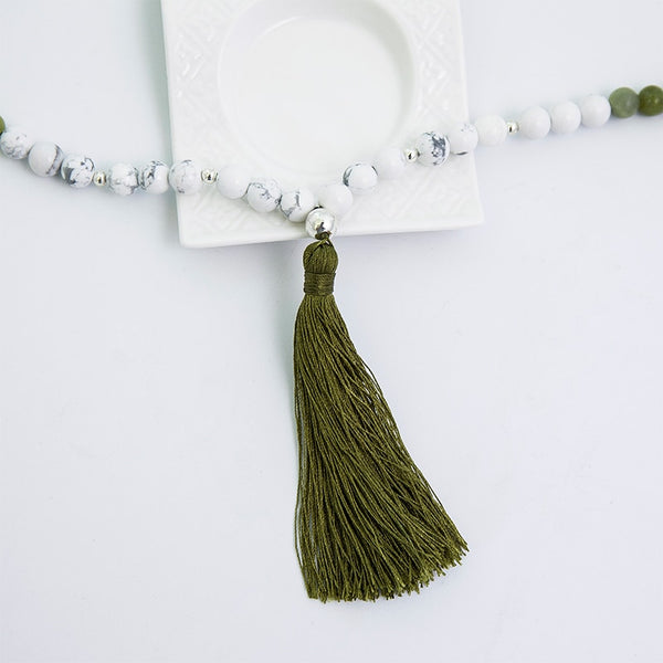 Green Jade Howlite Bead Necklace-ToShay.org