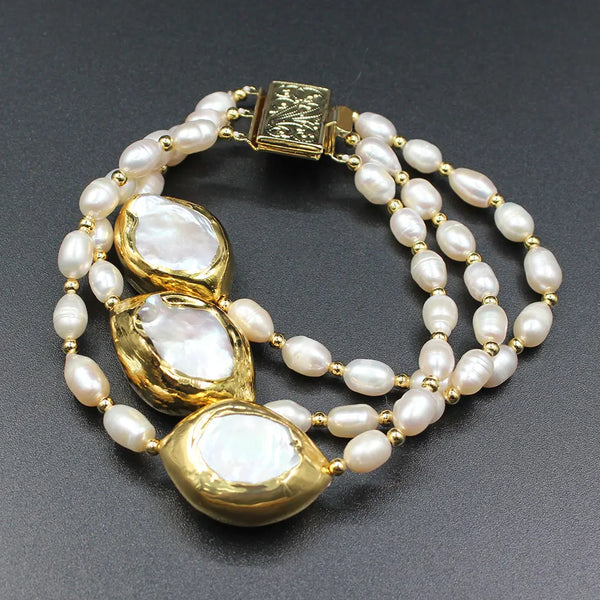 White Rice Pearl Bracelet-ToShay.org